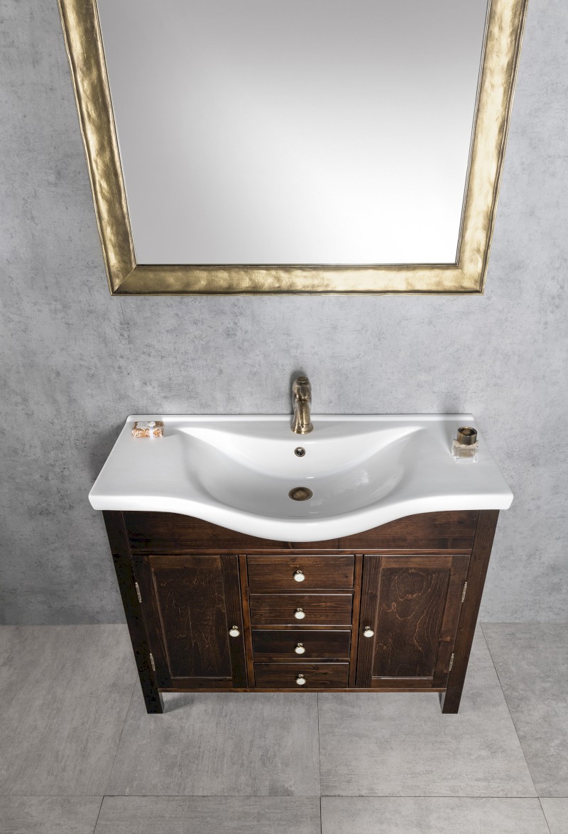 AMBRA umyvadlová skříňka 96x82x34,5cm, mořený smrk AB1040