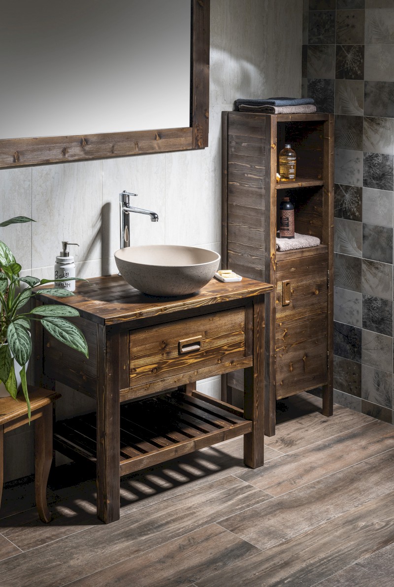 BRAND umyvadlová skříňka 80x73x50cm, mořený smrk BA083S