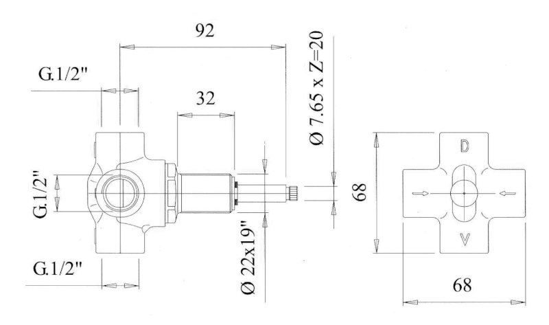 ANTEA podomítkový přepínač, chrom/zlato DEVIN22