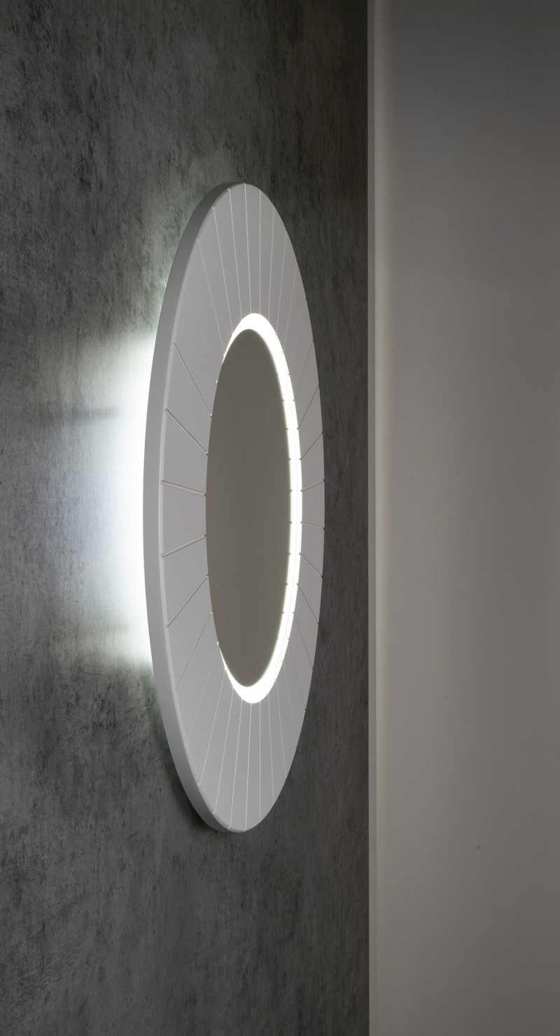 LUMIRO STRIP kulaté zrcadlo s LED osvětlením v rámu ø 75cm, bílá mat LR750-3131S