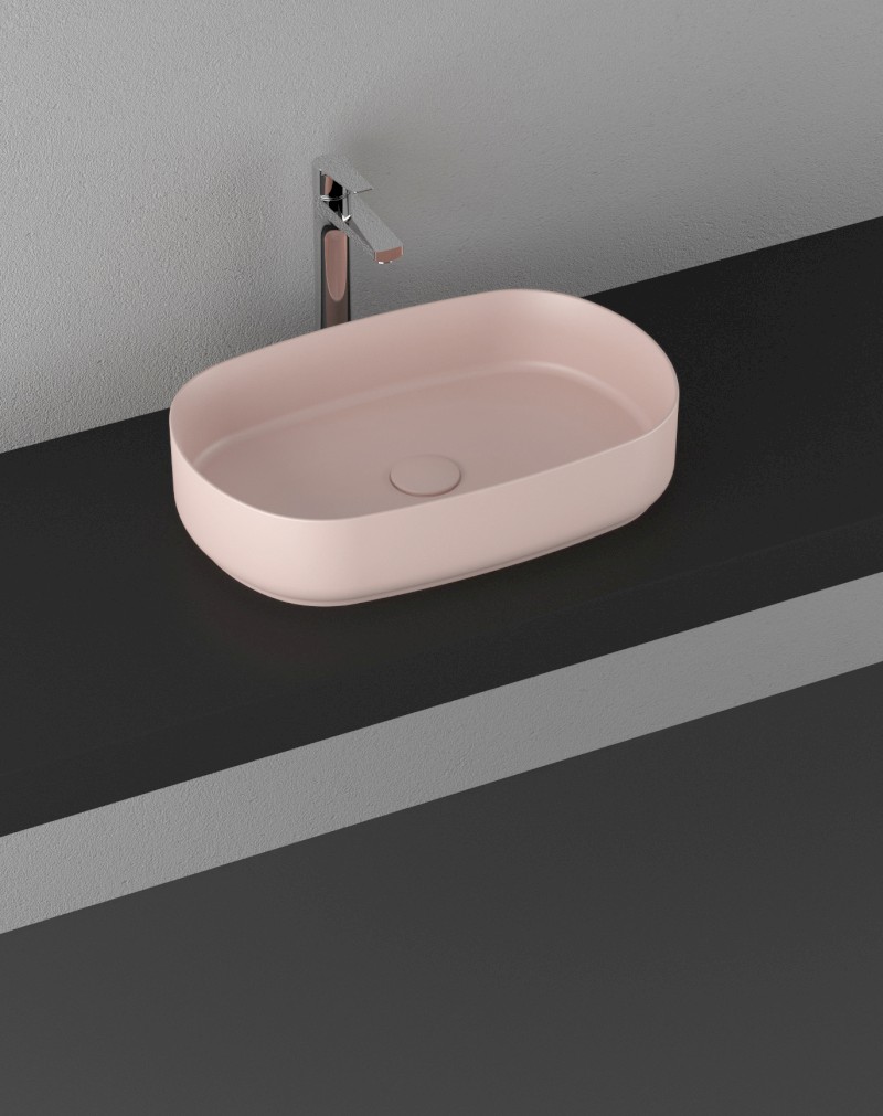 INFINITY OVAL keramické umyvadlo na desku, 55x36cm, růžová Salmon 10NF65055-2S