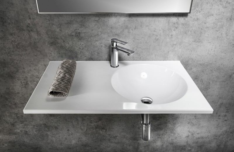 JUNO umyvadlo, litý mramor, 80x47cm, pravé, bílá JU081