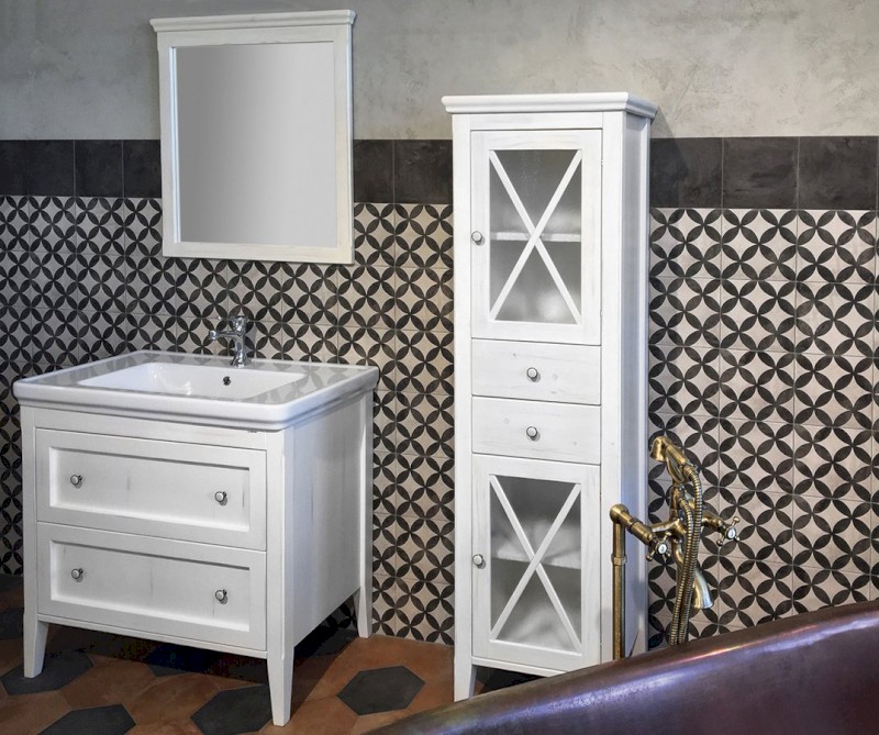 CROSS skříňka vysoká 49x170x39cm, pravá, starobílá CR213