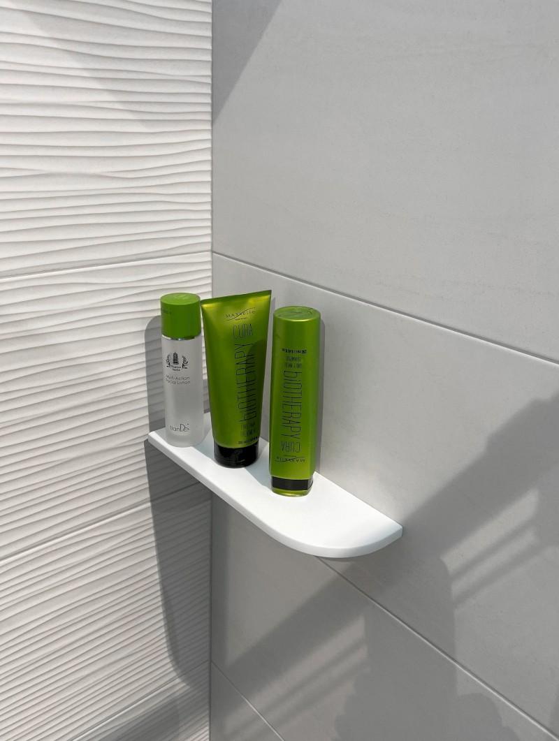 ABELINE rohová police rockstone 300x100mm, excentrická, bílá mat AE300-0101