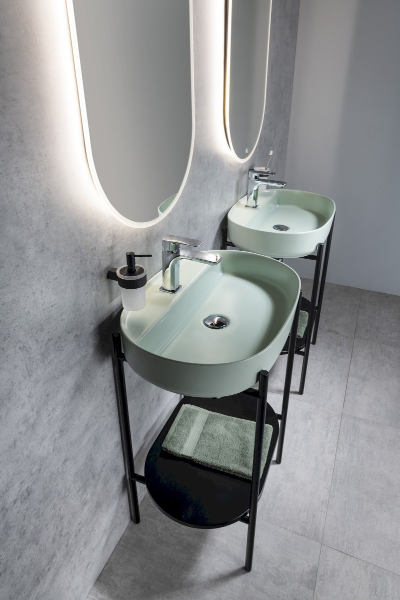 INFINITY OVAL keramické umyvadlo na desku, 60x40cm, zelená mint 10NF65060-2T