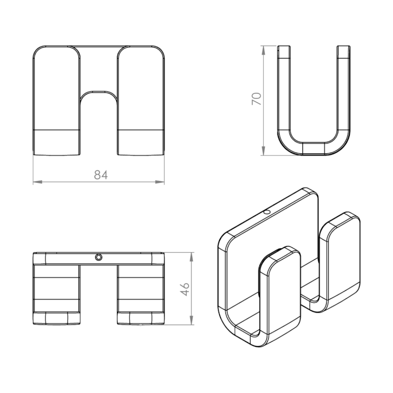 OUTLINE dvojitý háček, černá mat 322814