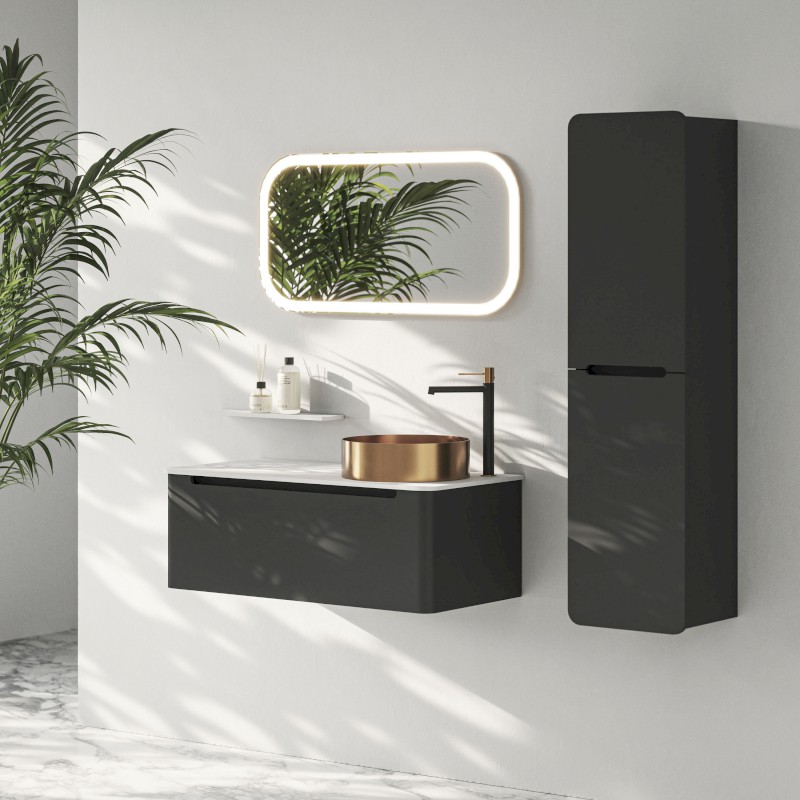 KERALA skříňka vysoká 38x143x32cm, 2x dvířka, levá/pravá, antracit matný KR350-3434