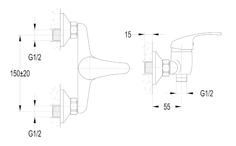 AQUALINE 35 nástěnná sprchová baterie, chrom 52126