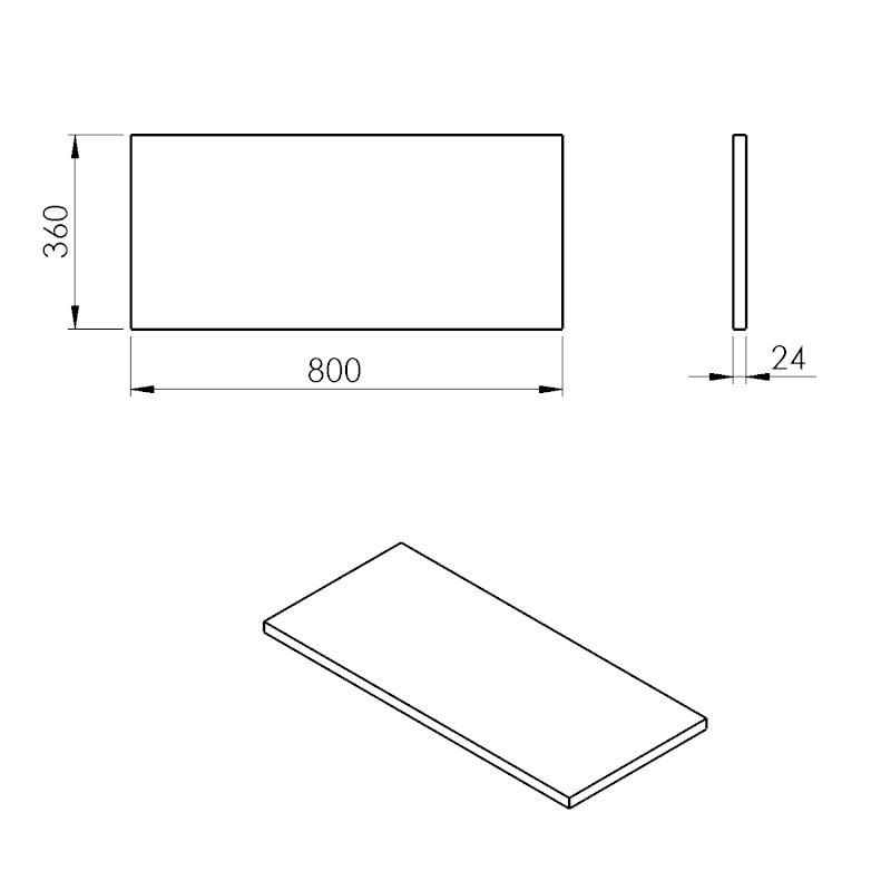 PLATO deska Rockstone 800x24x360mm, bílá mat PL086-0101