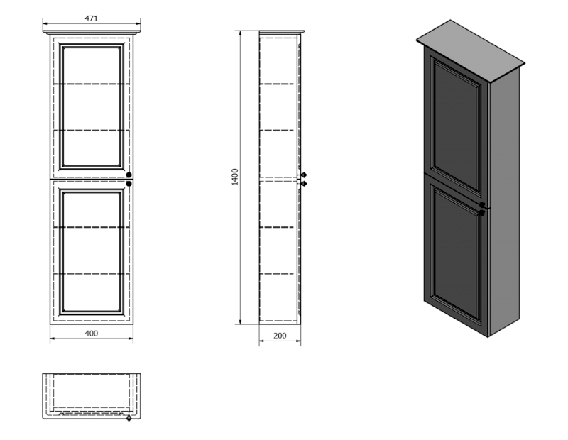 VIOLETA skříňka vysoká 40x140x20cm, levá, bílá pololesk VI170-3131