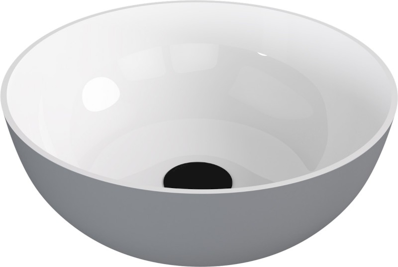 BANERA ROUND umyvadlo na desku, litý mramor, průměr 39cm, bílá/šedá mat 14337.32