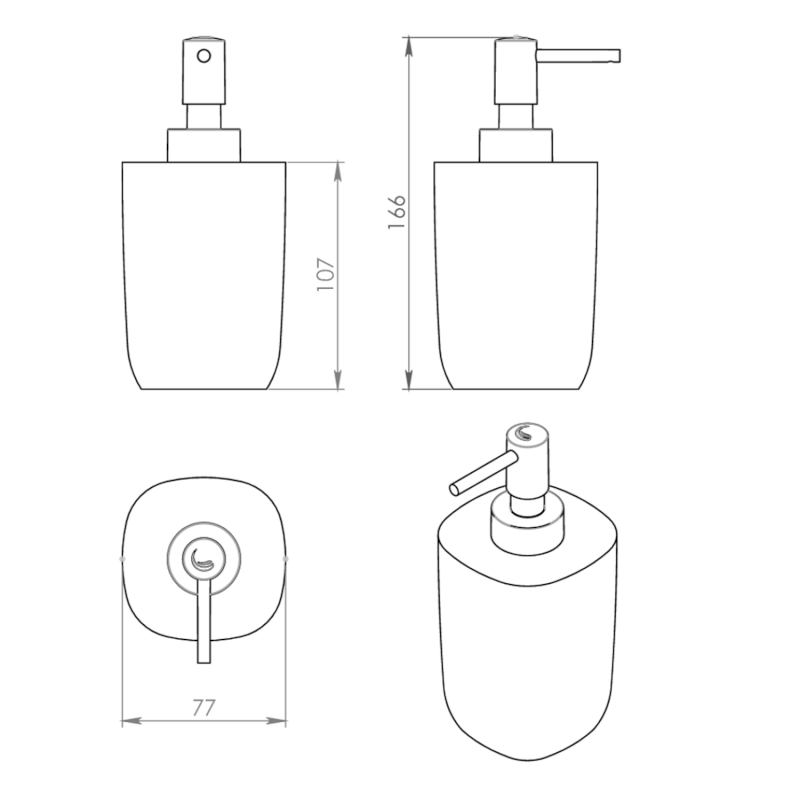 YLENIA dávkovač mýdla na postavení, černá YL8014