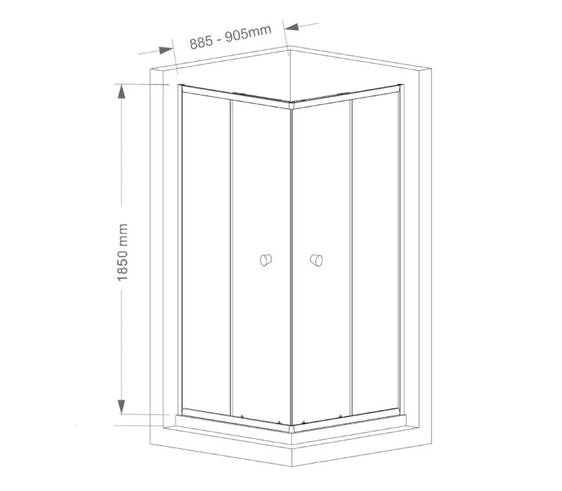 AGGA čtvercová sprchová zástěna 900x900mm, čiré sklo HLF909Y