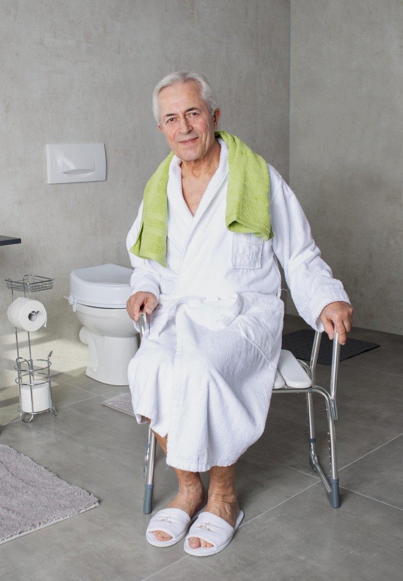 HANDICAP koupelnová stolička, výškově nastavitelná, chrom/bílá A172101