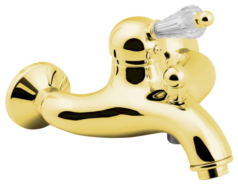 KIRKÉ CRYSTAL nástěnná vanová baterie, páčka krystal, zlato KI10KZ