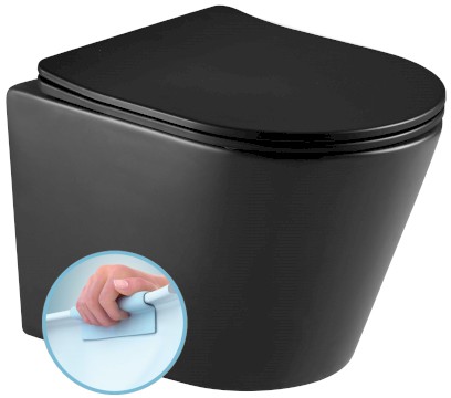 PACO závěsná WC mísa, Rimless, 36x53cm, černá mat PZ1012WRB