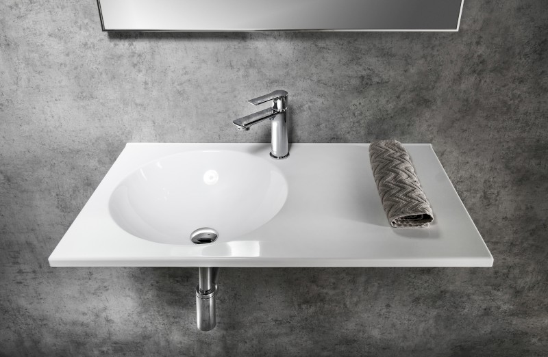 JUNO umyvadlo, litý mramor, 100x47cm, levé, bílá JU101