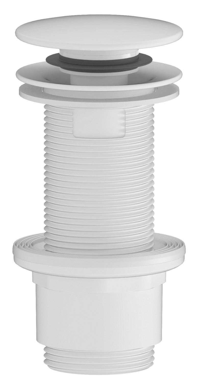 Umyvadlová výpust 5/4“, click-clack, velká zátka, 10-80mm, ABS/bílá mat CV1132WM