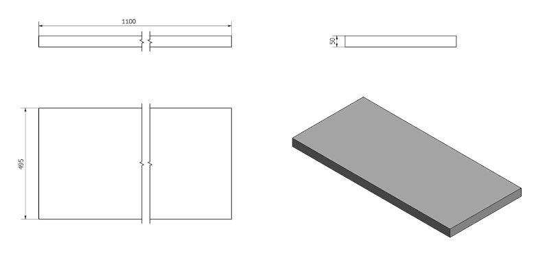 AVICE deska pod umyvadlo 110x50cm, tl.5cm, cement AV117