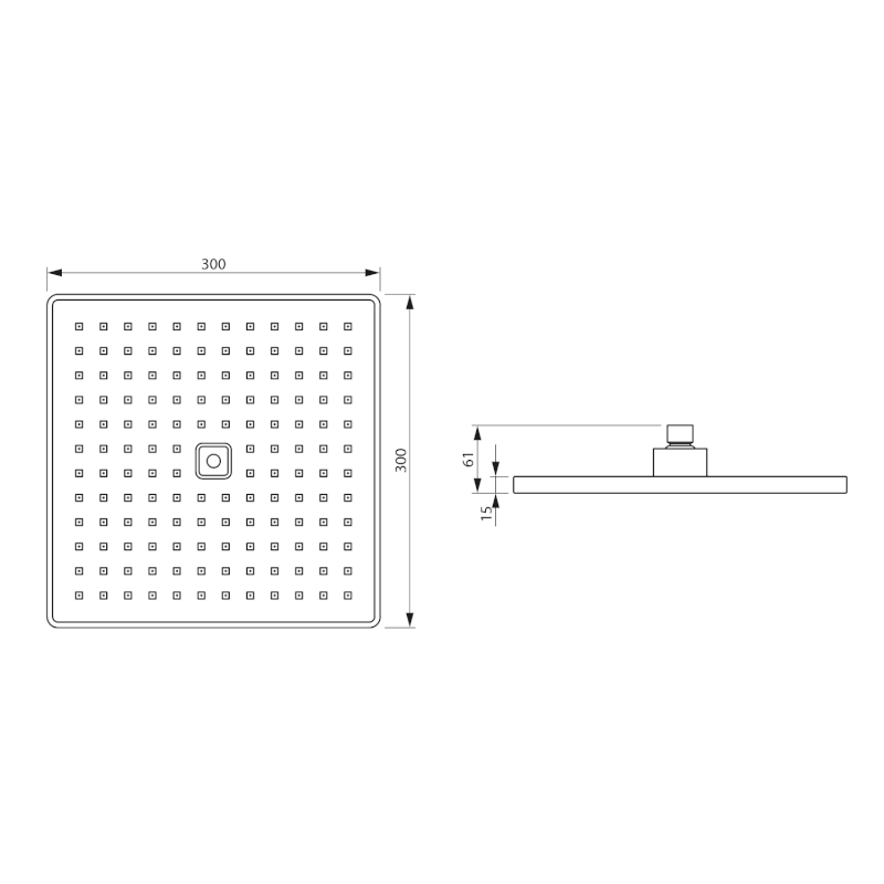 Hlavová sprcha, 300x300mm, ABS/chrom SC174