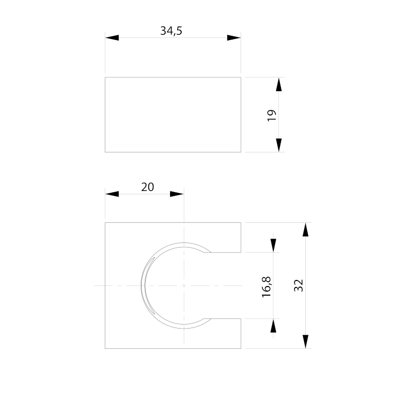 Držák sprchy hranatý, pevný, černá mat 1205-14B