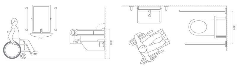 HANDICAP opěrné pevné madlo tvar U 600mm, černá mat XH538B