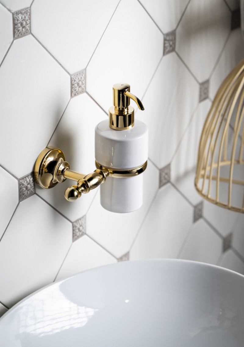 PERLA dávkovač mýdla, keramika, zlato PE1085