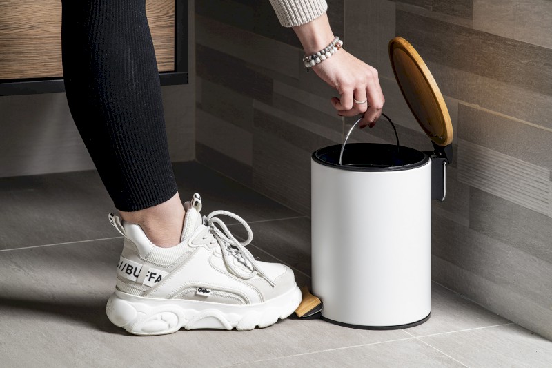 BAMBUS odpadkový koš kulatý 3l, Soft Close, bílá mat BI006
