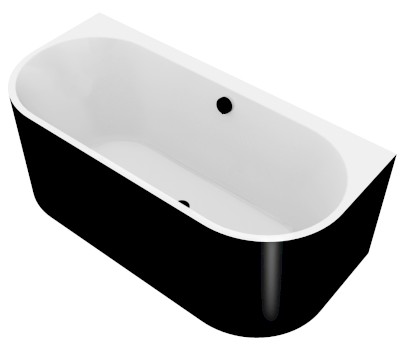 ASTRA DL MONOLITH nástěnná stojící vana 160x75x60cm, bílá/černá 33611MDLB