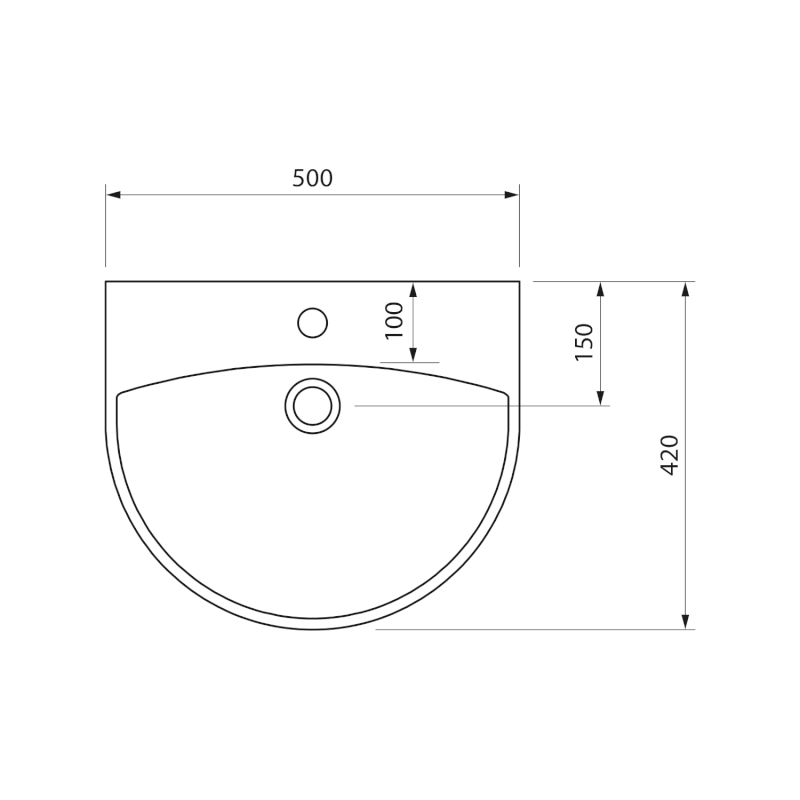 SPIRAL keramické umyvadlo 50x42cm, bílá 201.083.0