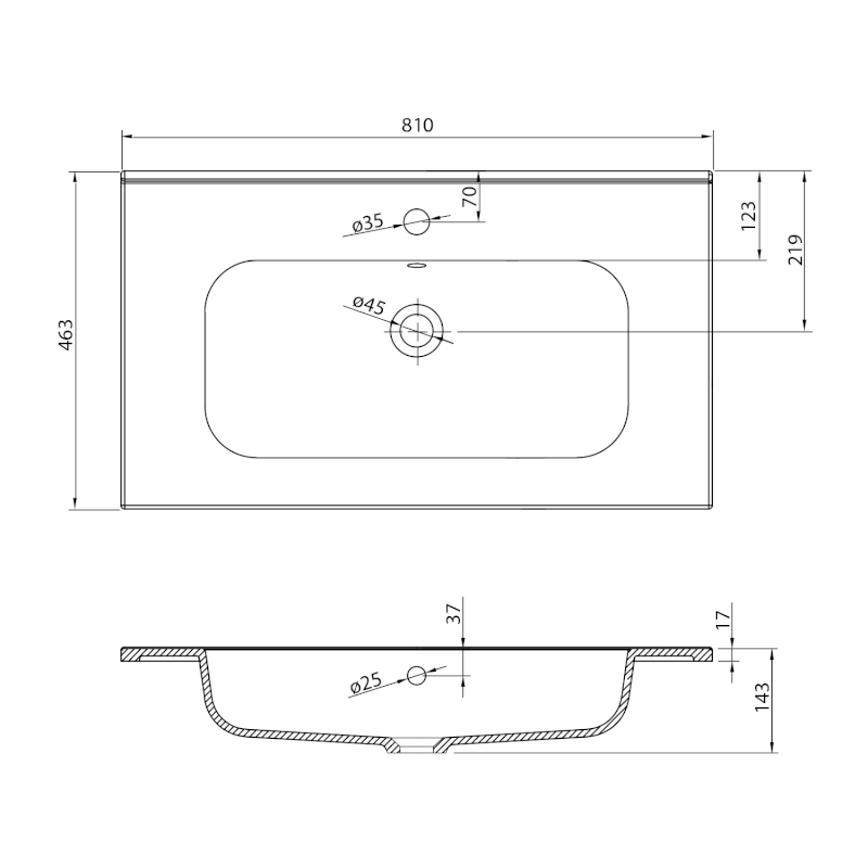 SIDRA umyvadlo, litý mramor, 81x46cm, bílá SD081