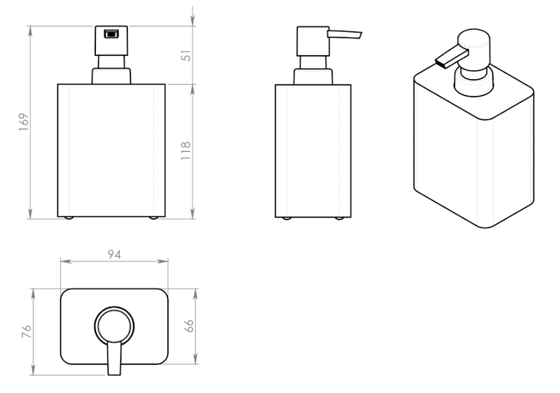 ARIES dávkovač mýdla na postavení, šedá AR8008