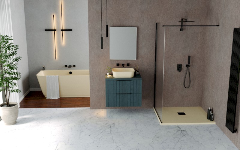 FLEXIA vanička z litého mramoru s možností úpravy rozměru, 130x90cm, béžová mat 72896.81