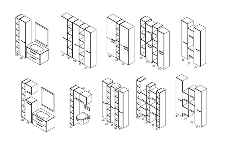 ESPACE otevřená policová skříňka 20x172x32cm, dub stříbrný ESC100-1111