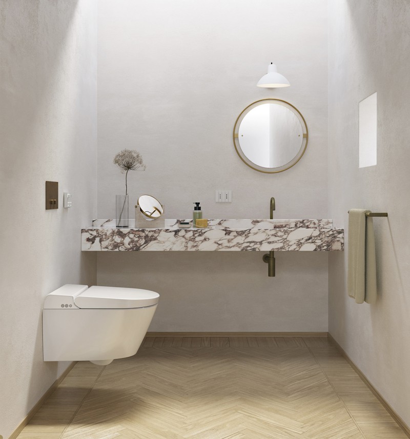 WCLEAN závěsné WC Swirlflush s integrovaným elektronickým bidetem, bílá Extraglaze 7418K11