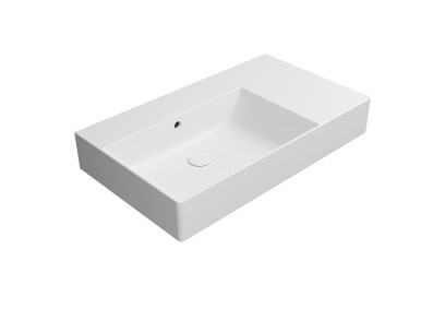 KUBE X keramické umyvadlo 80x47cm, s odkládací plochou vpravo, bez otvoru, bílá mat 9456009