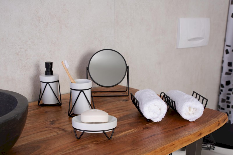 SUMMER kosmetické zrcátko na postavení, Ø 160mm, oboustranné, černá 03009010