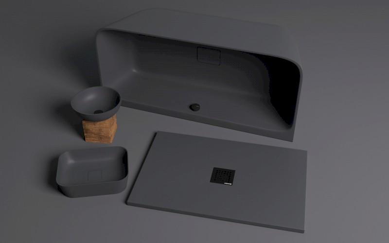 FLEXIA vanička z litého mramoru s možností úpravy rozměru, 100x100cm, antracit mat 71552.51