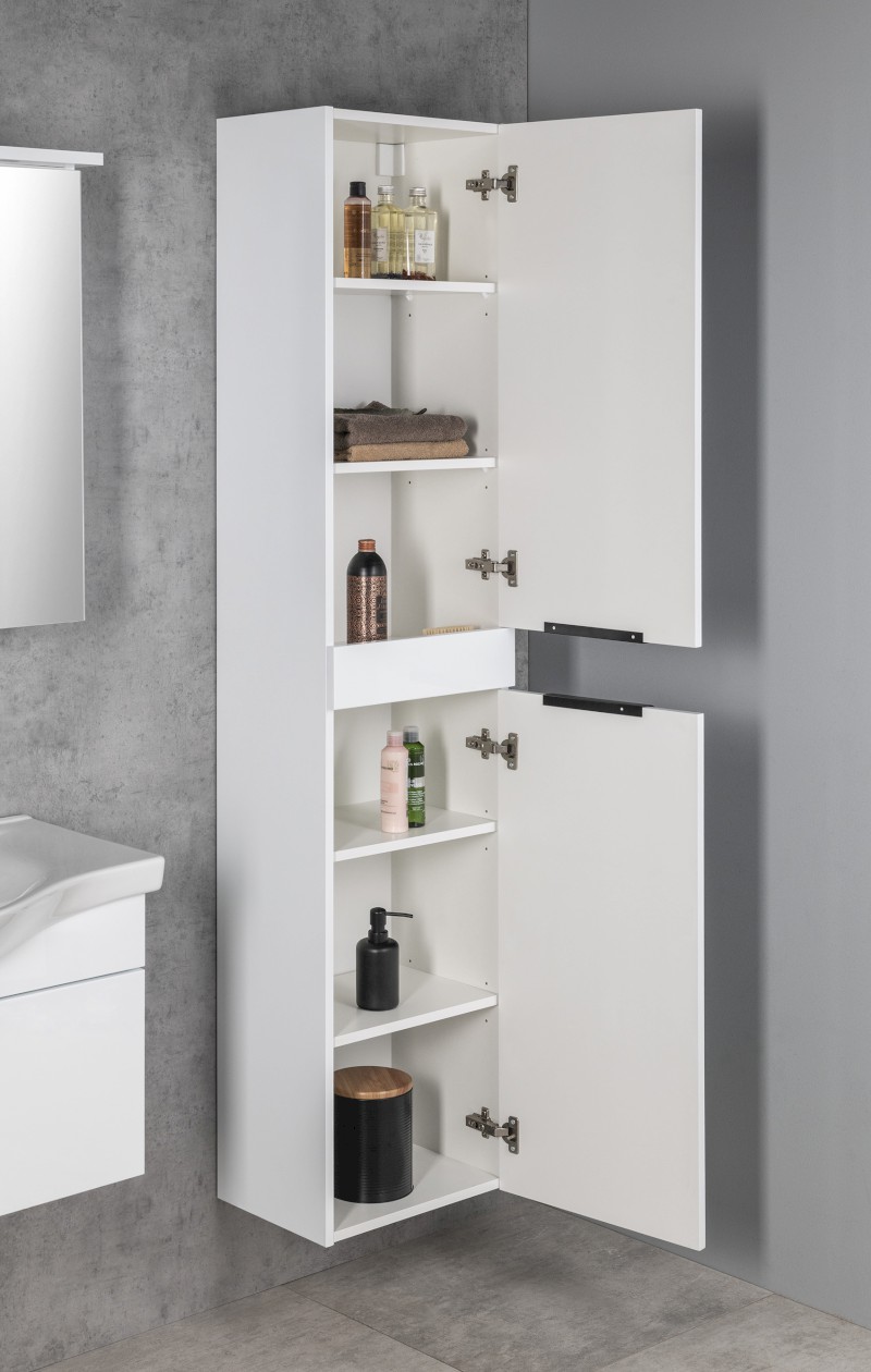 AKIRA vysoká skříňka 180x40x30cm, bílá AK180