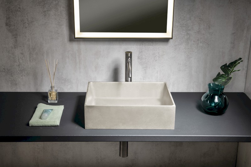 FORMIGO betonové umyvadlo na desku, 47,5x36,5cm, písková mat FG114