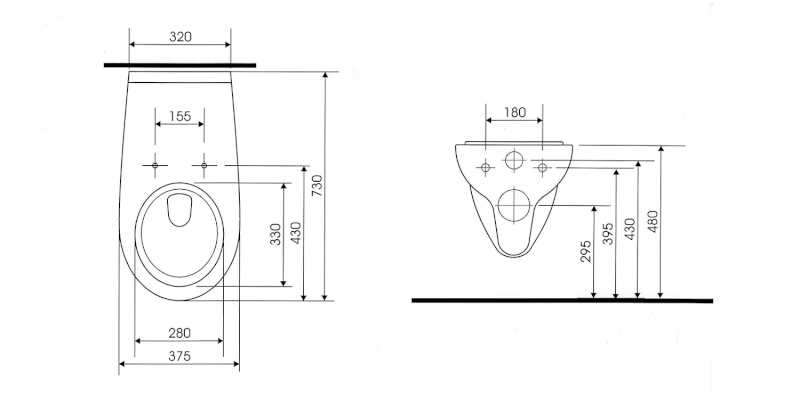 HANDICAP závěsná WC mísa, prodloužená, Rimless, 37,5x73cm, bílá K670-002