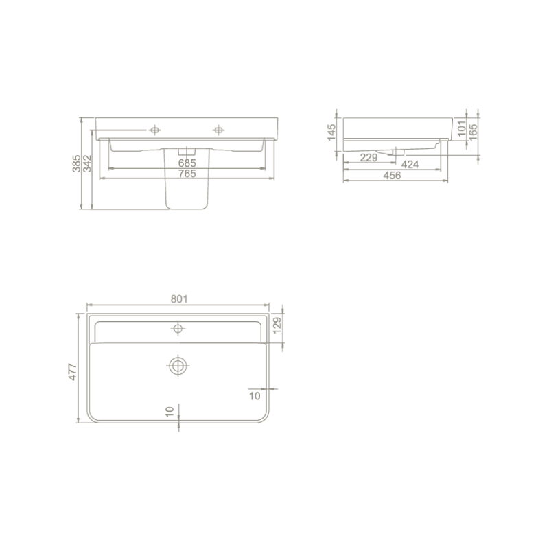 GALI keramické umyvadlo 80x48cm, bílá TU0174