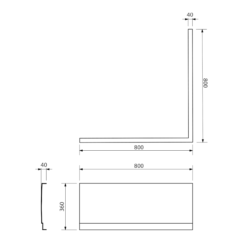 VISLA panel rohový, 80x80x36cm, pravý 30348