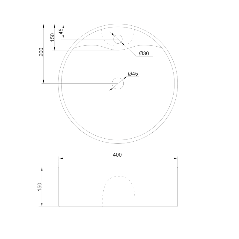 Keramické umyvadlo na desku Ø 40cm, bílá 49413