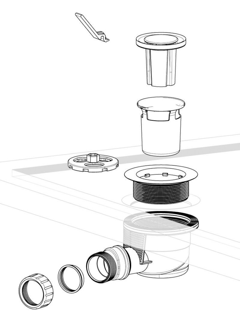 Vaničkový sifon, průměr 90mm, DN40, odtok v mezikruží, krytka bílá 17924W
