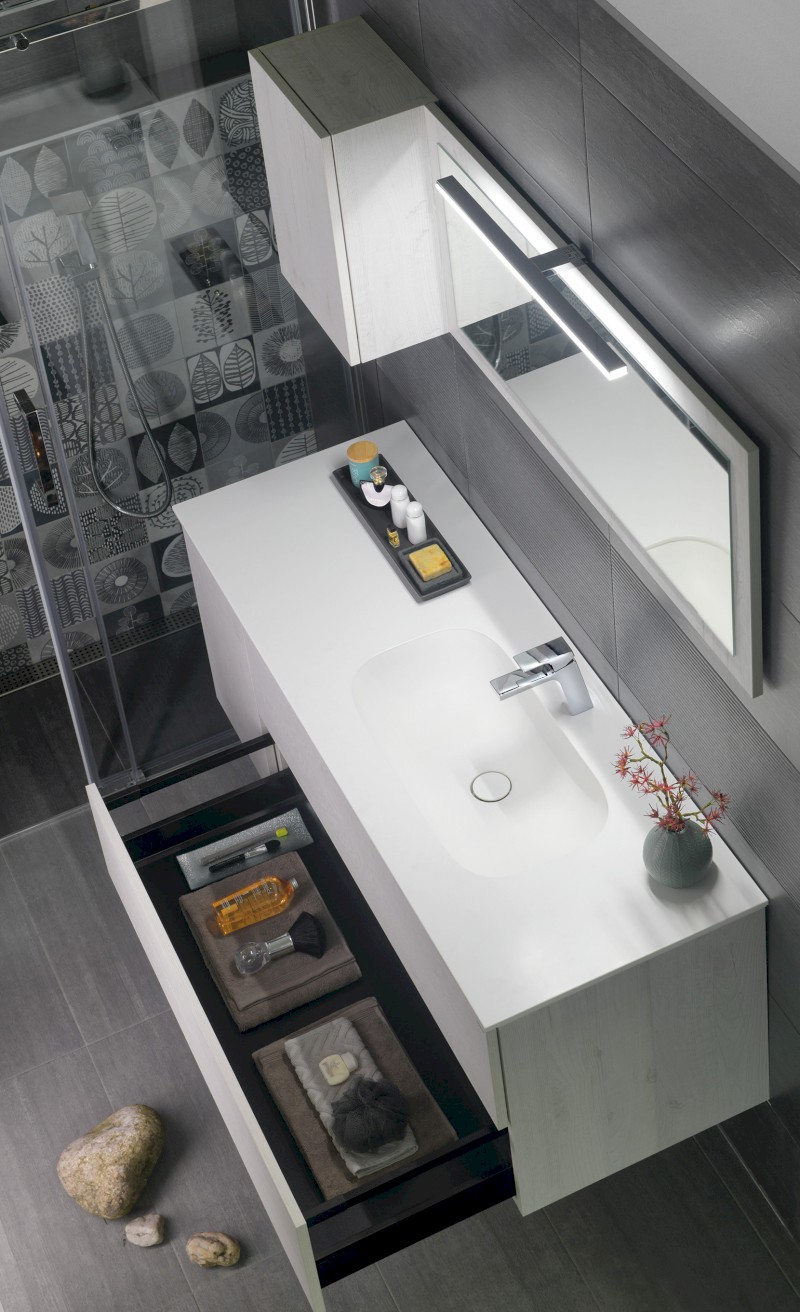 TREOS umyvadlová skříňka 110x53x50,5cm, dub Polar TS110-1010