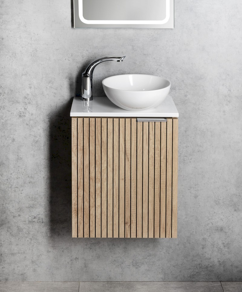 MINOR deska pod umývátko 40x22,5cm, baterie vpravo, litý mramor, bílá MR405