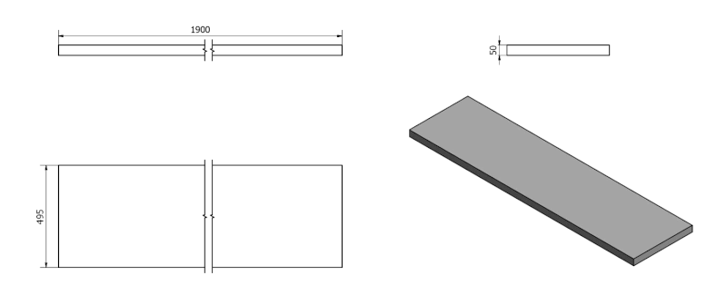 AVICE deska pod umyvadlo 190x50cm, tl.5cm, štípaný kámen AV199