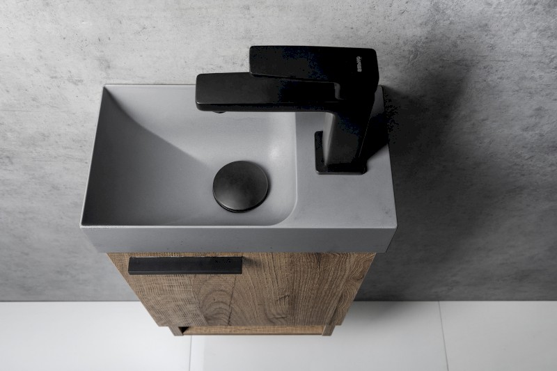 PICCOLINO betonové umývátko 30,8x17cm, baterie vpravo, šedá mat PK30517