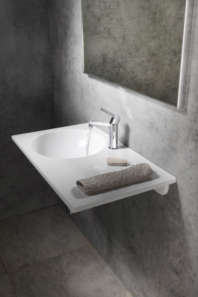 JUNO umyvadlo, litý mramor, 100x47cm, levé, bílá JU101